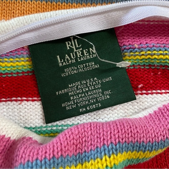 Ralph Lauren Beachside Preppy Knit Striped Cotton Pillow Cover Square 18” Throw - Picture 3 of 5